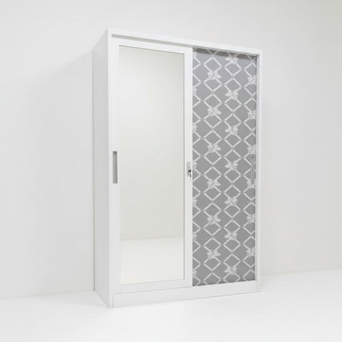 Metal Wardrobe with 2 Sliding Doors & Inner Locker (180×120×50 cm) | IH AD-S3-2