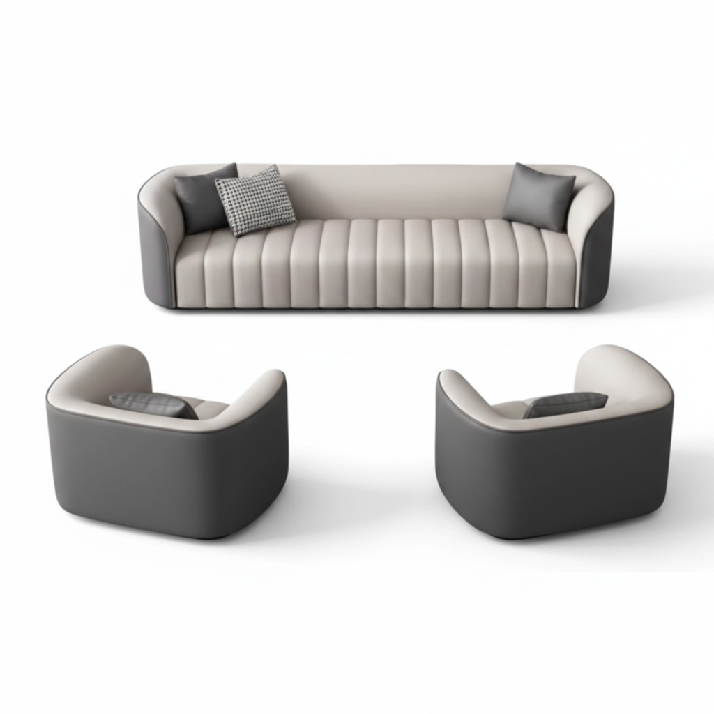 Luxury 3+1+1 Sofa Set IH 2311 Beige Dark Grey – INFINI HOMES | Premium Living Room Furniture UAE