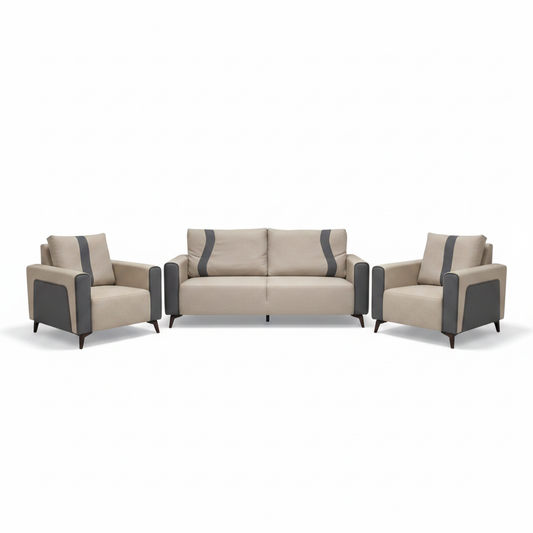 Sofa Set 3+1+1 Seater | Premium Fabric Sofa | IH 6313 LIGHT GREY+ DARK GREY
