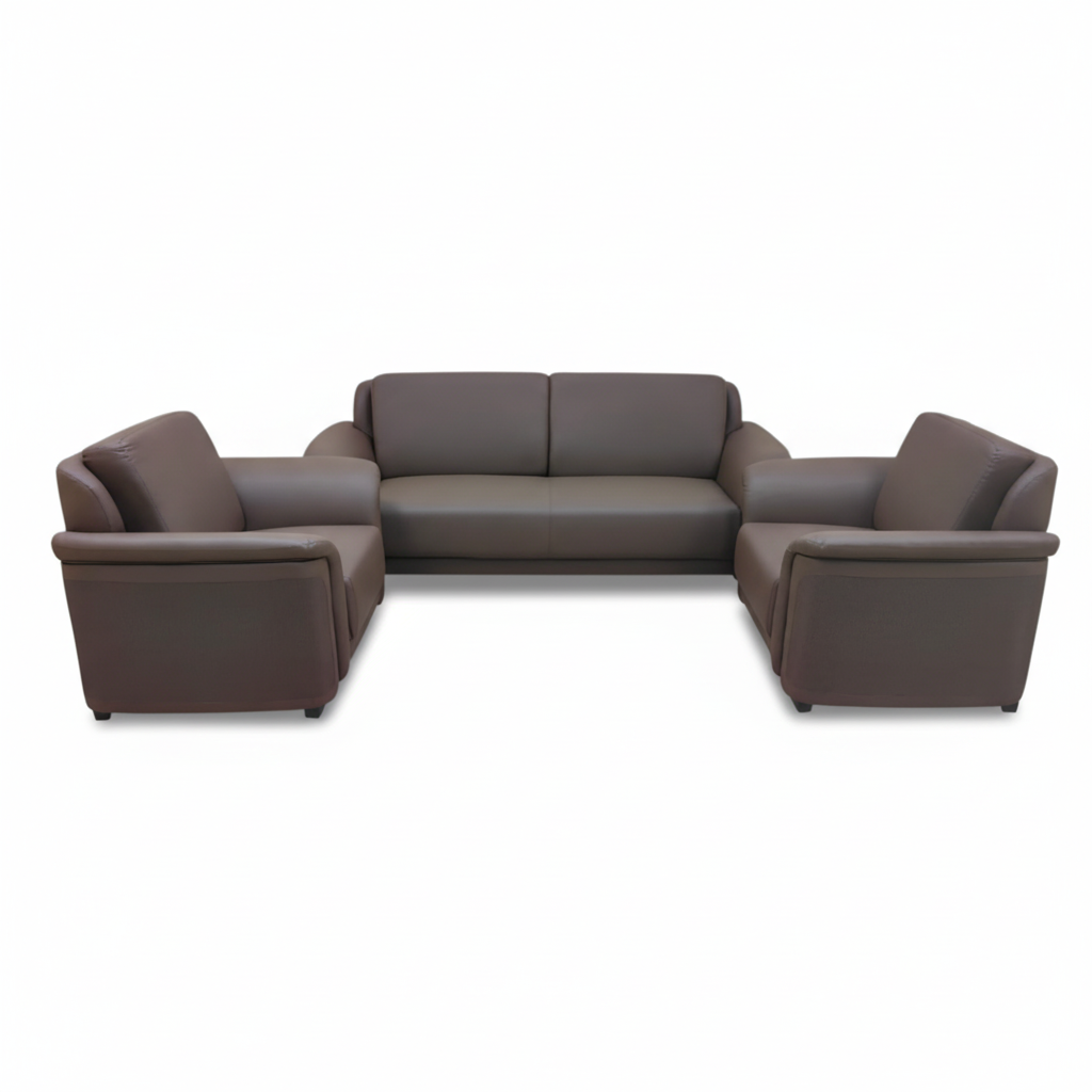 PU Leather Sofa Set 3+1+1 | IH 6312 – Coffee Brown | INFINI HOMES UAE