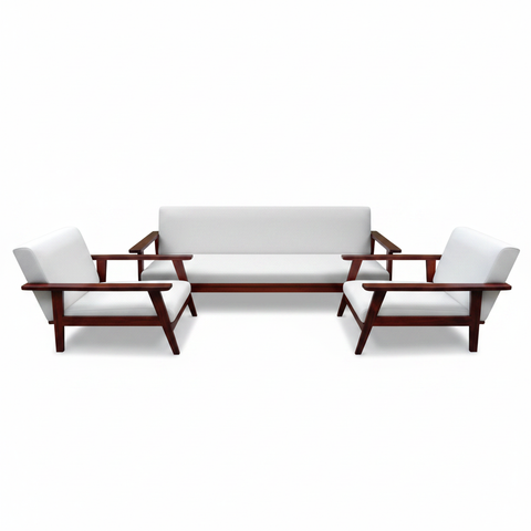 IH 688 Office Sofa Set 3+1+1 PU Leather Mahogany White – Dubai UAE