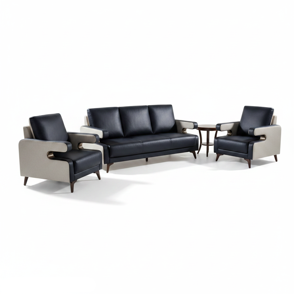 INFINI HOMES IH 8890 Office Sofa Set 3+1+1 in Black – Premium Executive Seating UAE