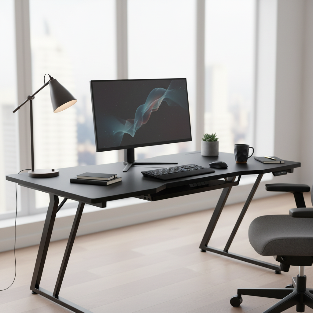 Gaming Table with LED Light Black 120x60x75cm | UAE Delivery