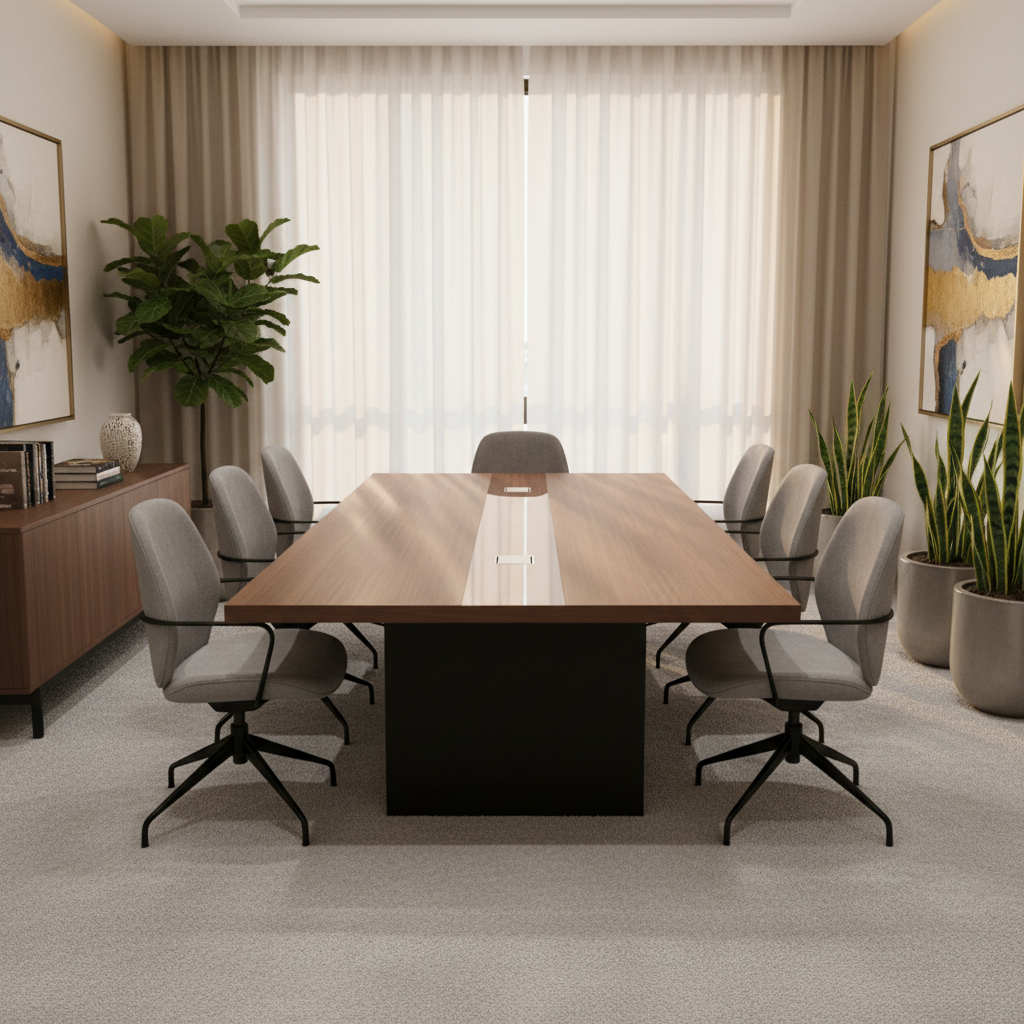 Meeting Table 2.4m Coffee+Grey | Premium Office Furniture UAE