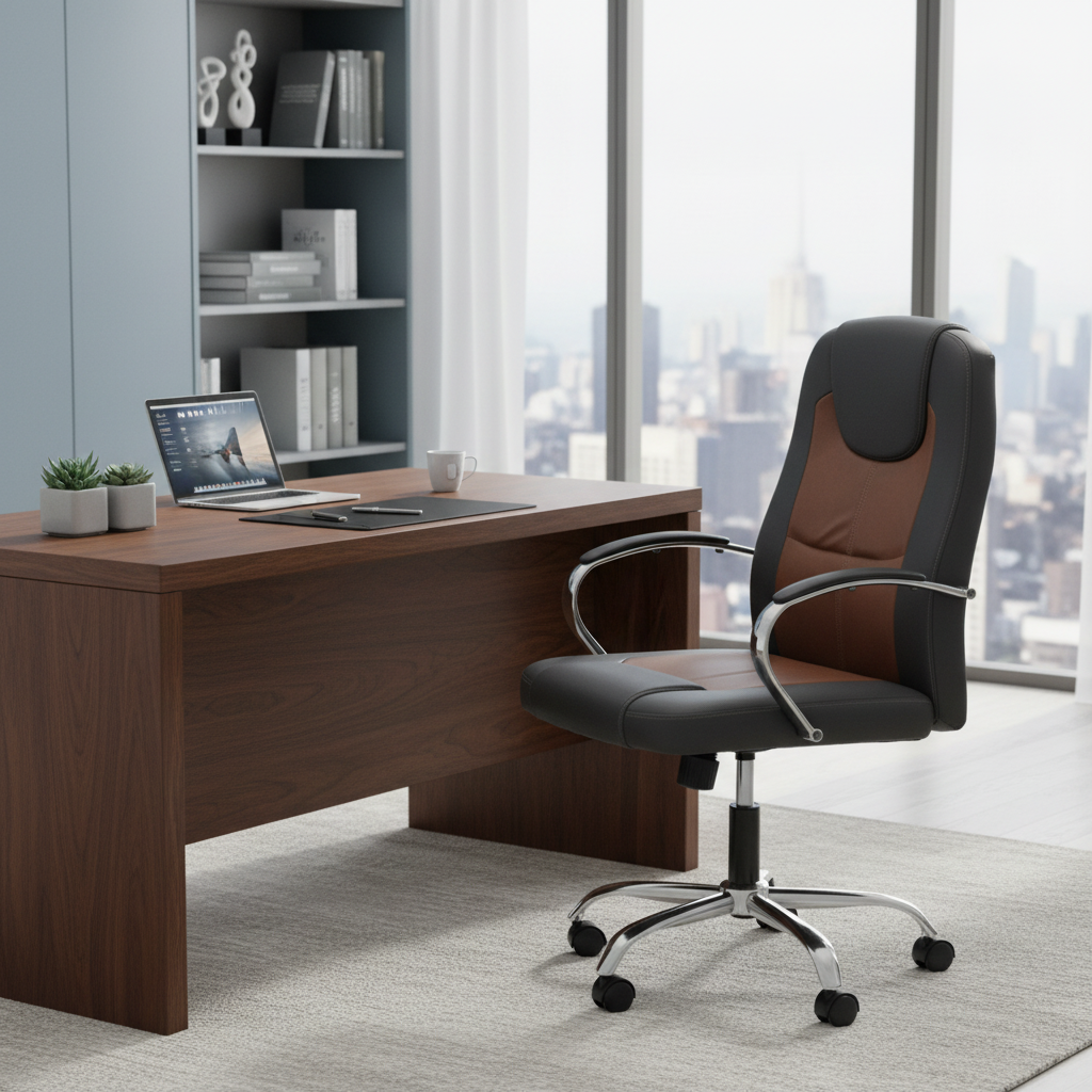 High Back Executive Office Chair PU Leather - Chrome Base | Dubai UAE | IH EX-023