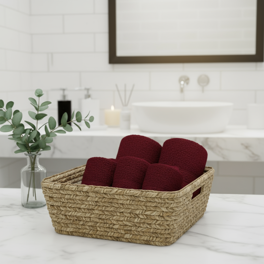 Premium Daffodil Burgundy Face Towel Set UAE Dubai - 500 GSM Cotton 24 Pack Luxury