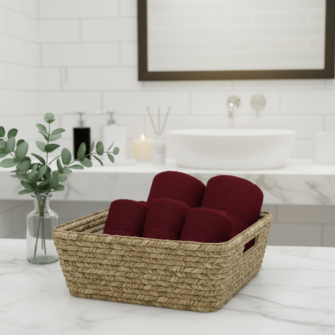 Premium Daffodil Burgundy Face Towel Set UAE Dubai - 500 GSM Cotton 24 Pack Luxury