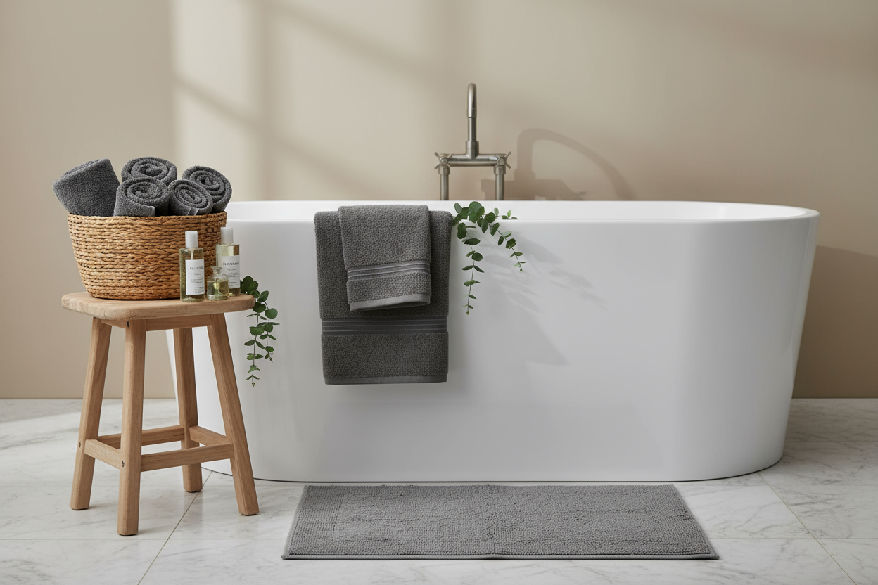 INFINI HOMES Charcoal Luxury Towel Set - Premium 100% Cotton Bath Towels UAE