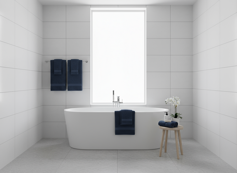 INFINI HOMES Navy Blue Luxury Cotton Towel Set - Premium Hotel Quality Bath Linen UAE