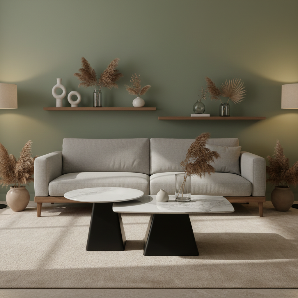 Sintered Stone Coffee Table Set (1+1) | IH 9005 – White & Black