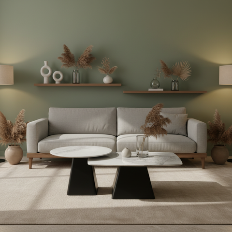 Sintered Stone Coffee Table Set (1+1) | IH 9005 – White & Black