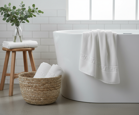 INFINI HOMES Magnolia White Luxury Bath Towel Set - Premium 600 GSM Cotton Hotel Quality