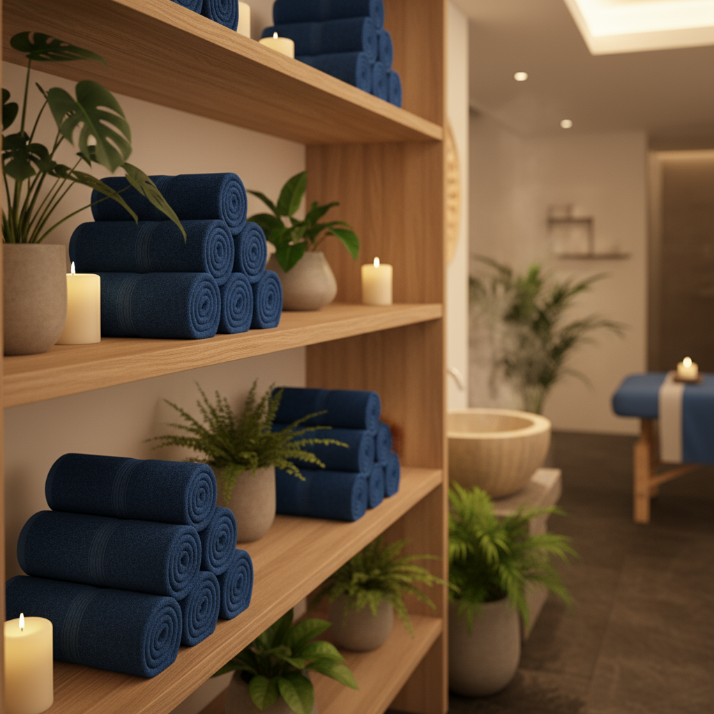 Premium Royal Blue Face Towel Set UAE Dubai - 500 GSM Cotton 24 Pack Hotel Quality