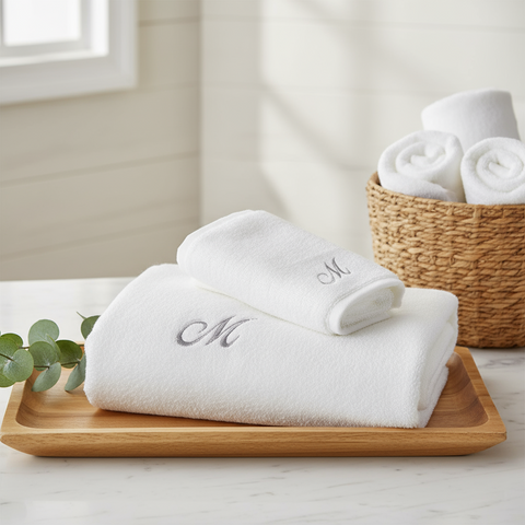 INFINI HOMES Luxury Monogrammed Towel Set - Premium 600 GSM Cotton Bath & Hand Towels UAE