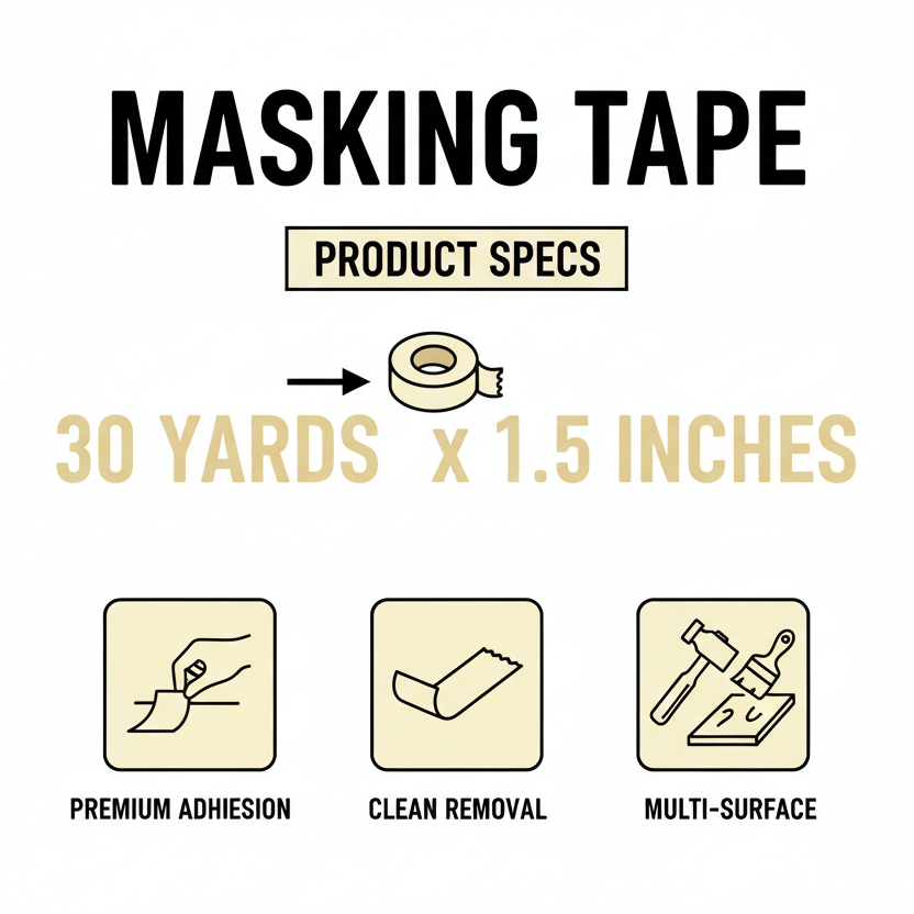 Masking Tape 30 yd x 1.5 inches - INFINI HOMES Premium Quality