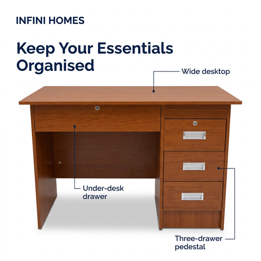 Office Desk 1M Golden Oak (100x60x75cm) | Premium Workspace Furniture
