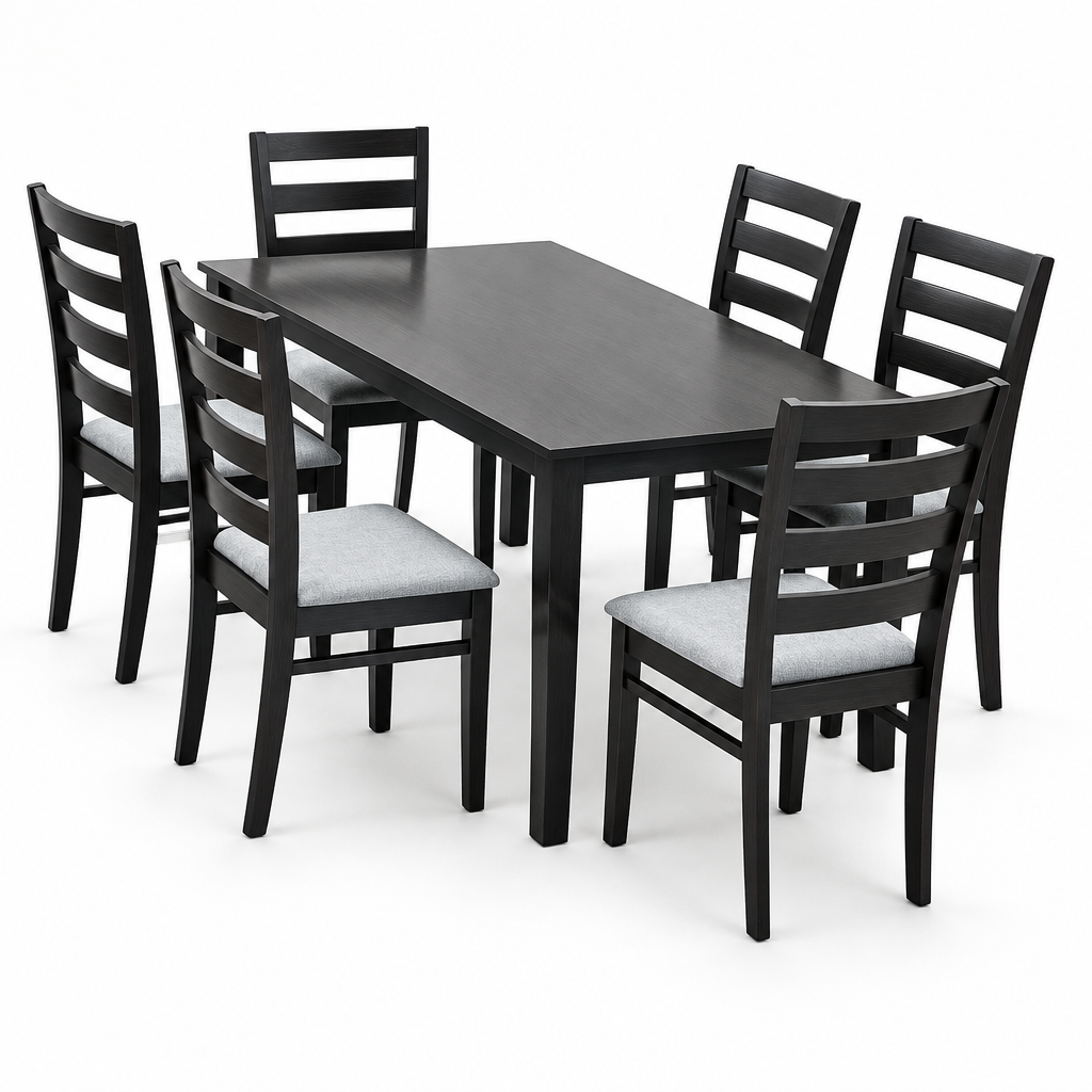 IH-OLIVIA-6 Dining Table Set with 6 Chairs UAE Smoke Grey
