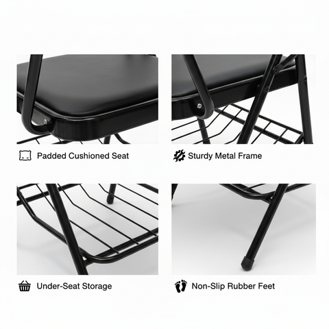 Training Chair with Writing Tablet - Folding Study Chair for Office & Classroom UAE | IH FX106