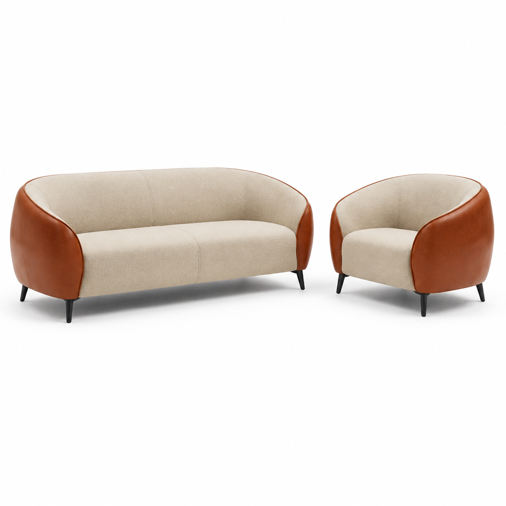 Cube 820 Beige & Orange PU Leather Sofa | 1 & 3 Seater UAE