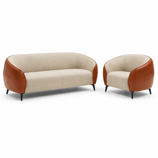 Cube 820 Beige & Orange PU Leather Sofa | 1 & 3 Seater UAE