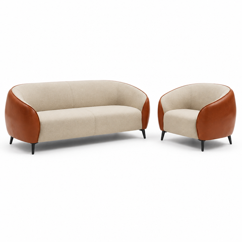 Cube 820 Beige & Orange PU Leather Sofa | 1 & 3 Seater UAE