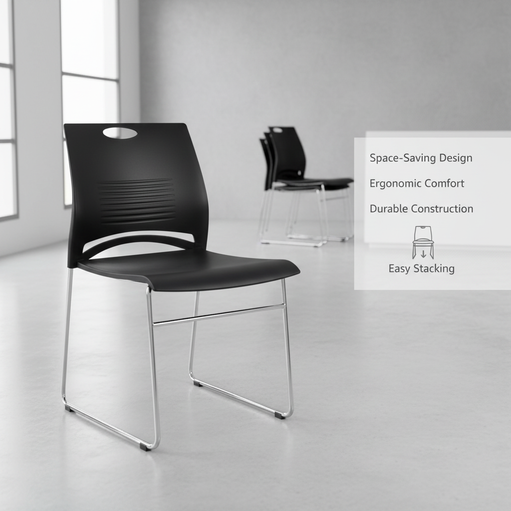 Stackable Visitor Chair with Chrome Base - Office Seating UAE | IH 7655