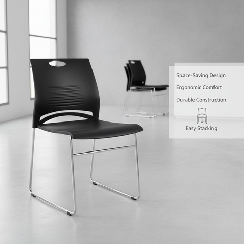 Stackable Visitor Chair with Chrome Base - Office Seating UAE | IH 7655