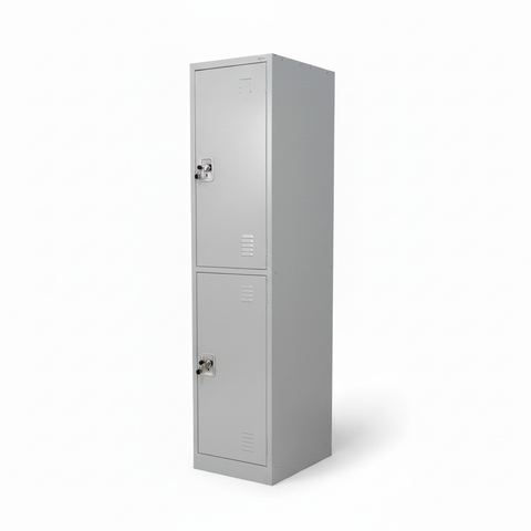 Heavy Duty Steel Two-Tier Locker | IH FS-124 | UAE Delivery Grey