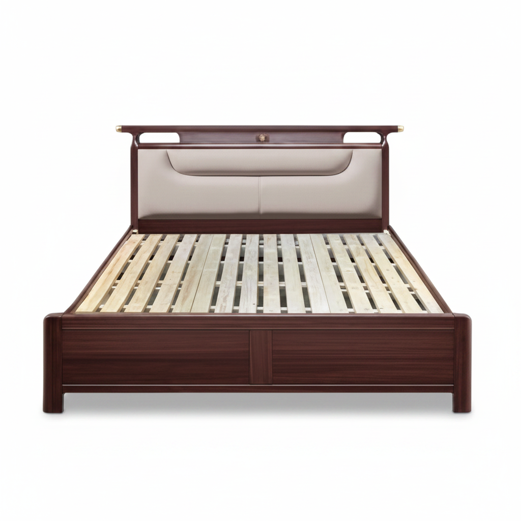 King Size Oak Wood Bed | IH 660A | 180x200 cm | INFINI HOMES UAE