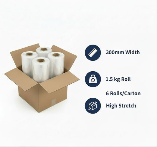 Stretch Film 1.5KG 300mm - Hand Grade (6pcs/ctn) | INFINI HOMES