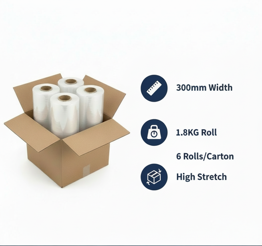 INFINI HOMES Stretch Film 1.8KG 300mm - Hand Grade (6pcs/carton)