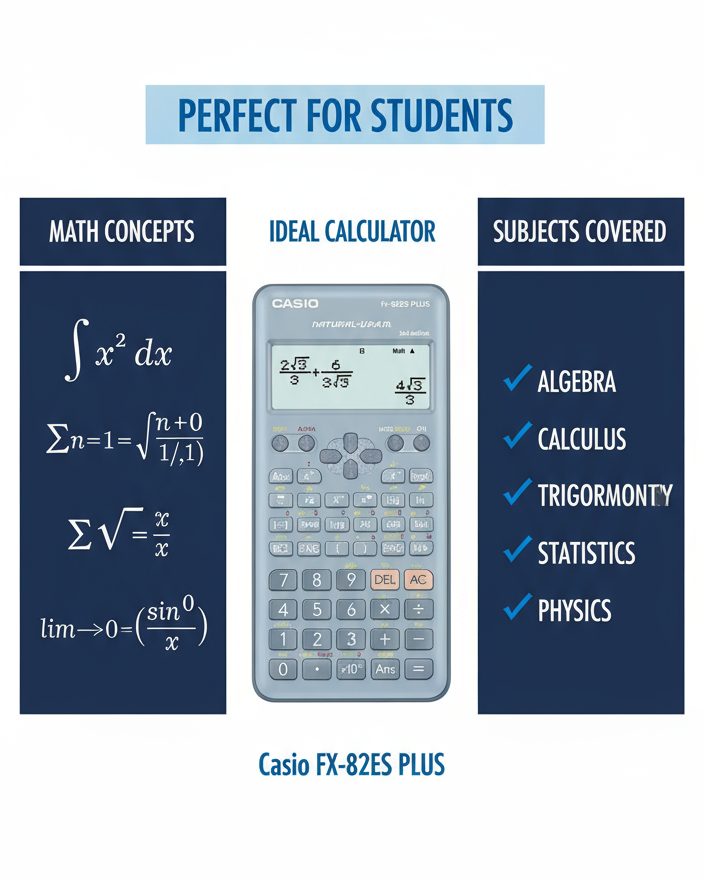 Casio FX-82ES PLUS Scientific Calculator - 252 Functions | Non-Programmable Calculator for Students UAE