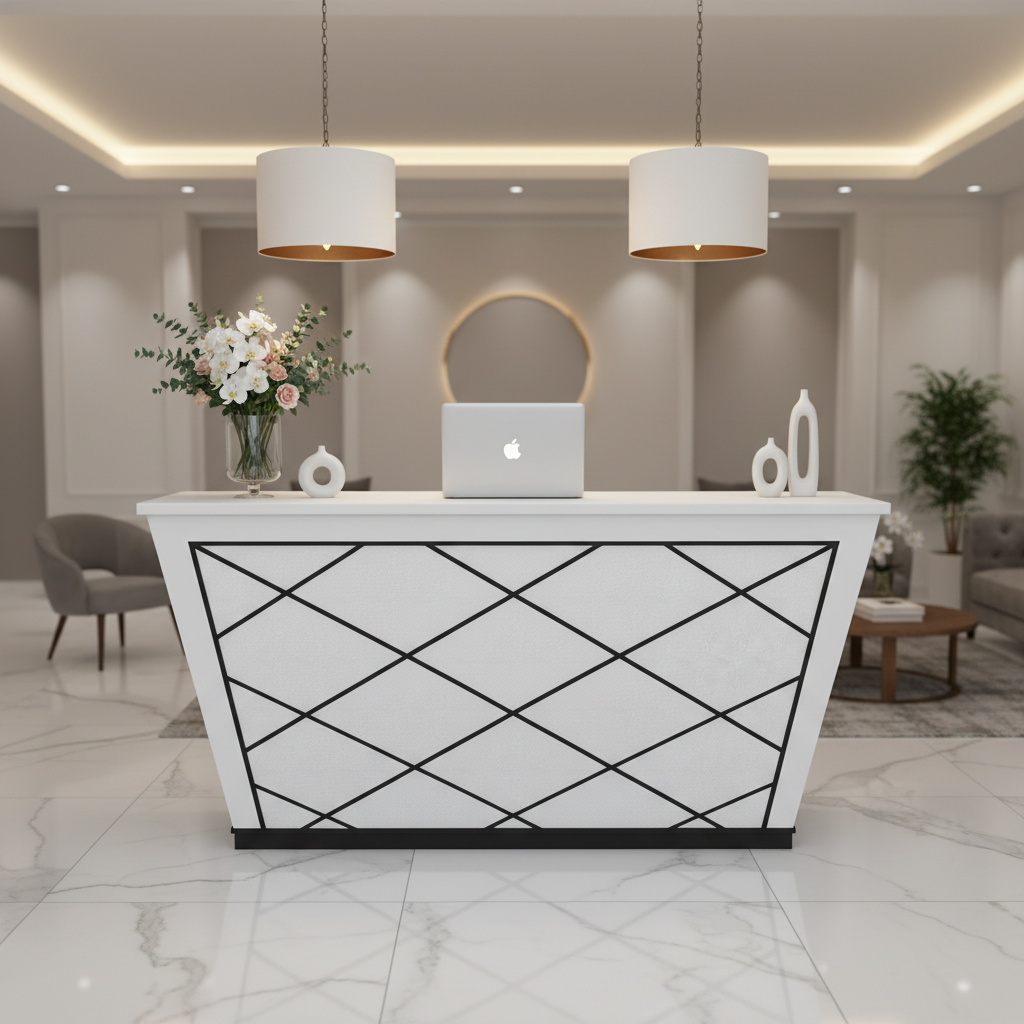Reception Table White (1.4) Cm | Premium Office Furniture UAE