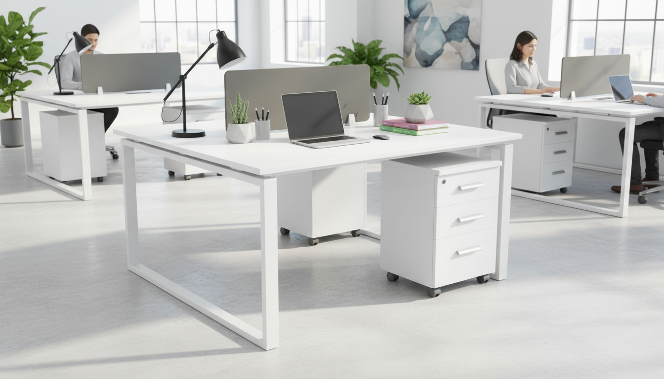 2 Person Office Workstation Desk with Drawers 140x140cm - Dubai UAE