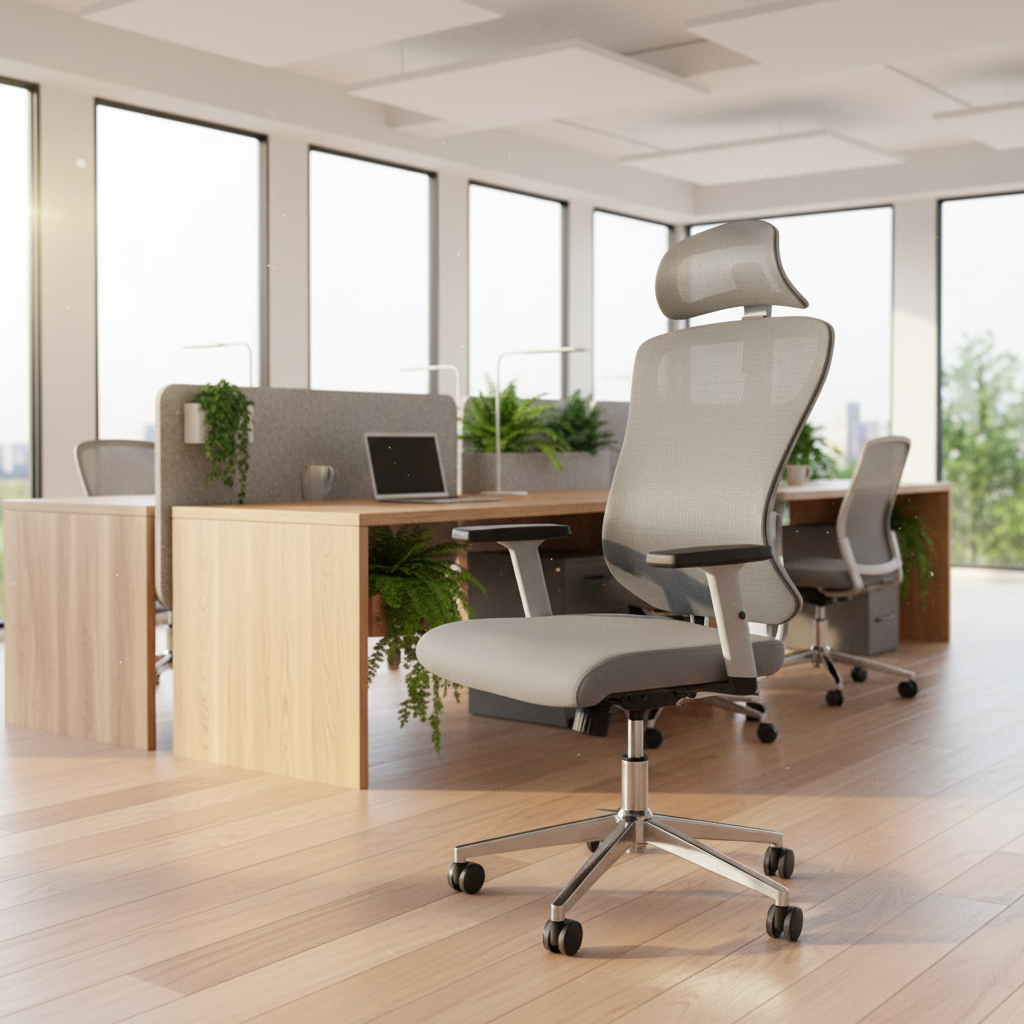 Ergonomic Mesh High Back Office Chair with Headrest UAE | Premium Executive Chair Dubai | IH 8001 (Grey)