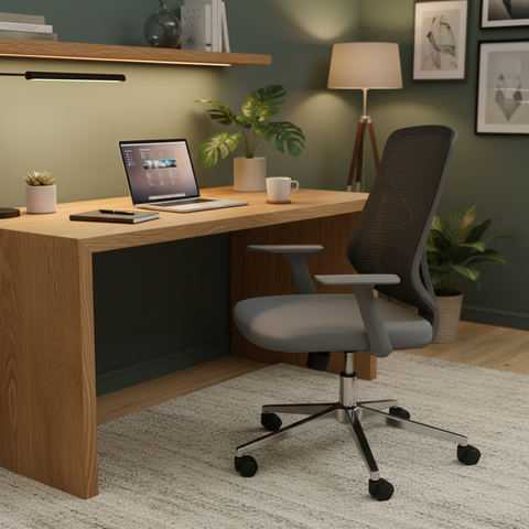 Medium Back Mesh Office Chair UAE | Ergonomic Chrome Base | Dubai Abu Dhabi
