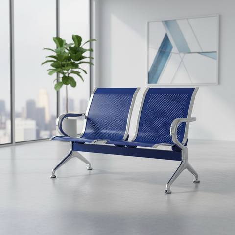 Airport Chair 2-Seater Blue Steel | Premium Waiting Area Seating UAE