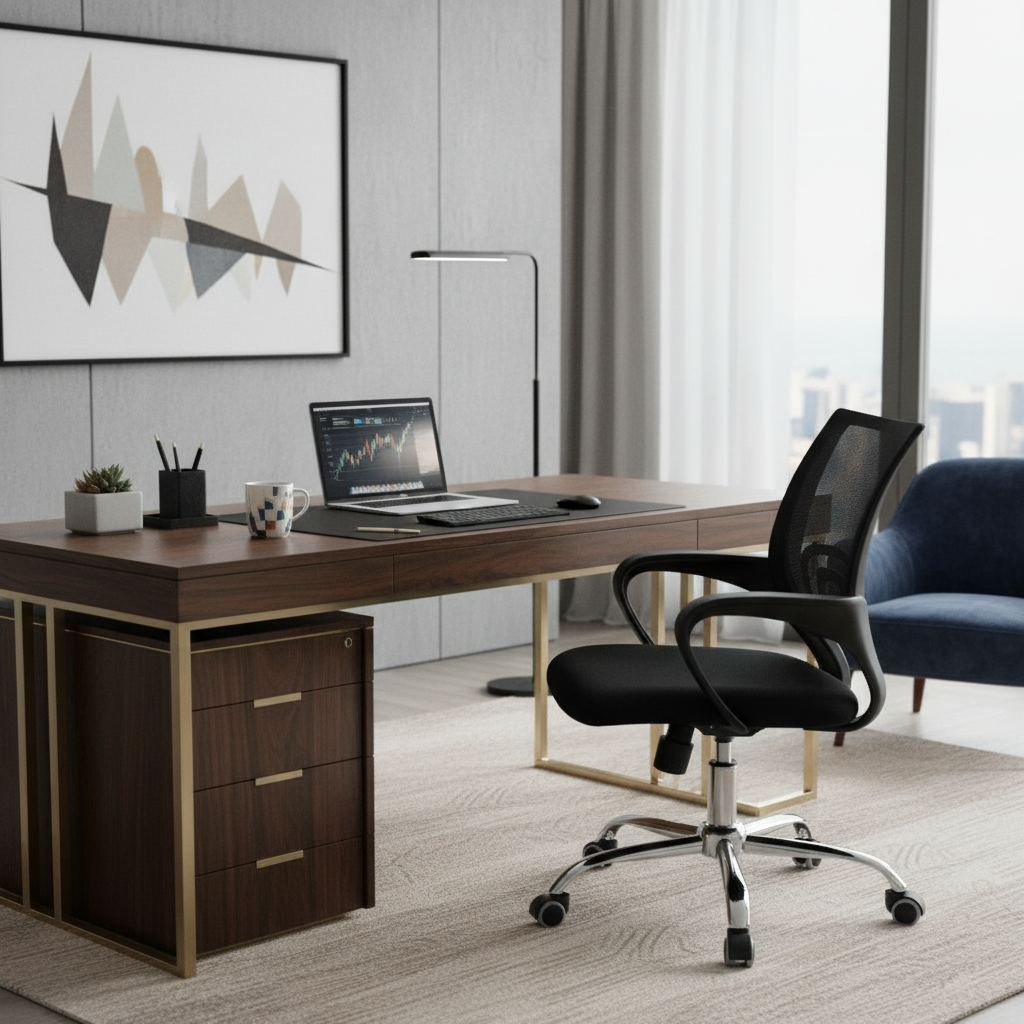 Low Back Mesh Office Chair UAE | Ergonomic Chrome Base with Tilt & Height Adjustment | IH 509