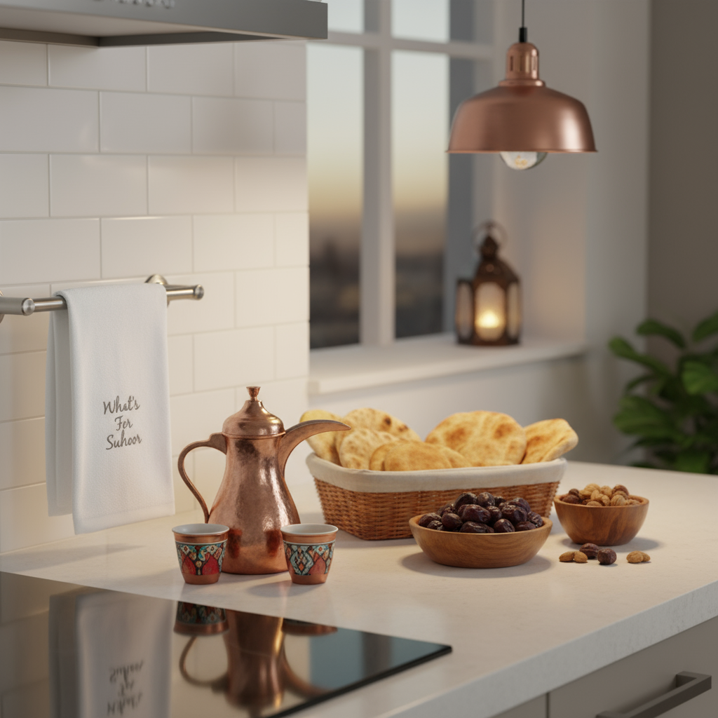 Ramadan Kitchen Towel UAE - What's for Suhoor Embroidered Premium Cotton Dubai