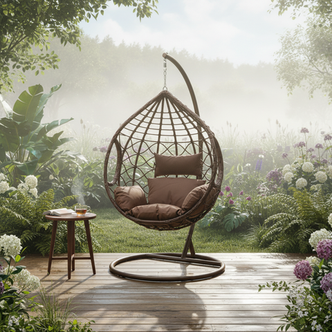 IH 2007 Brown Swing Chair on Garden Deck – Outdoor Furniture UAE | INFINI HOMES