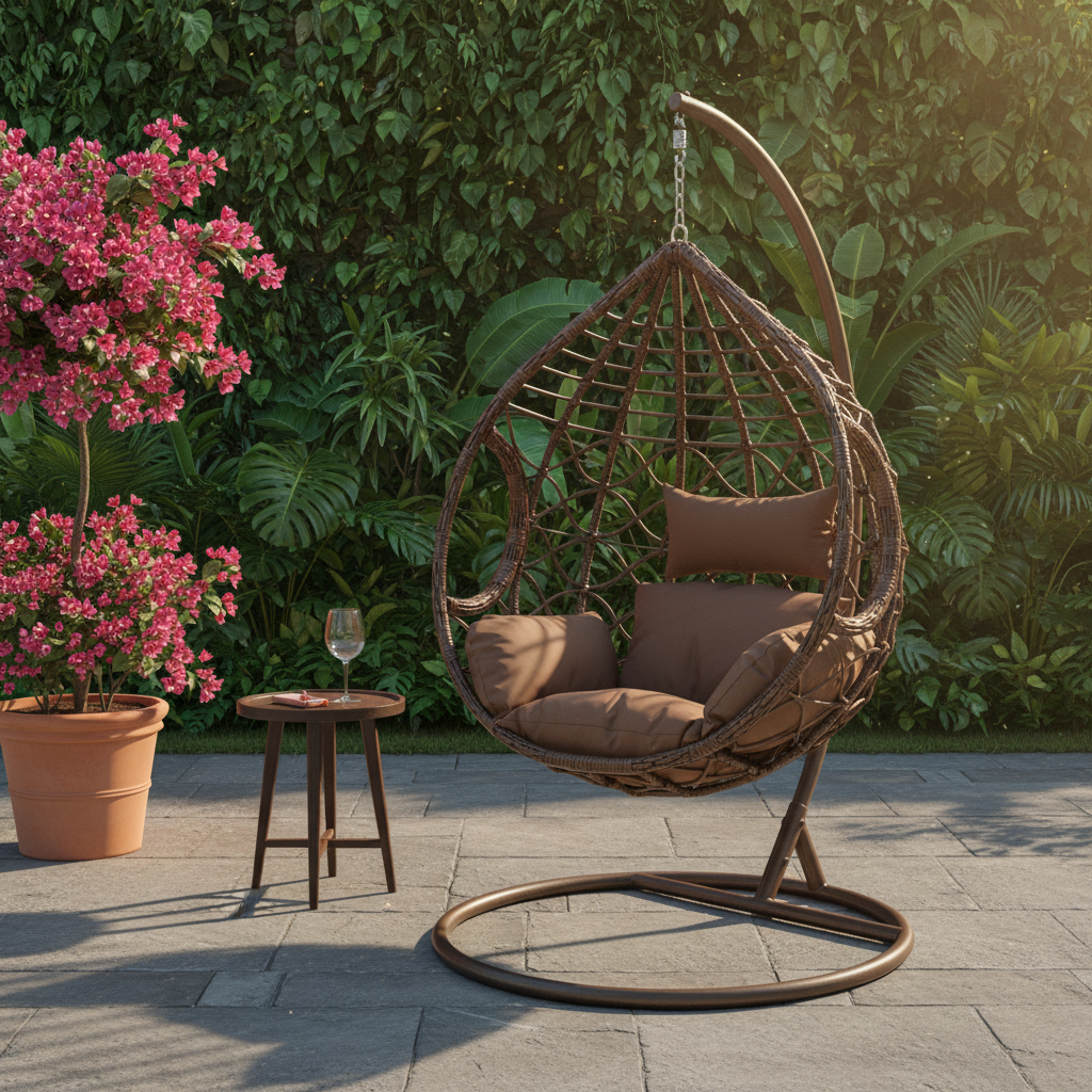 INFINI HOMES IH 2007 Brown Swing Chair on Outdoor Patio – Balcony Hanging Chair UAE