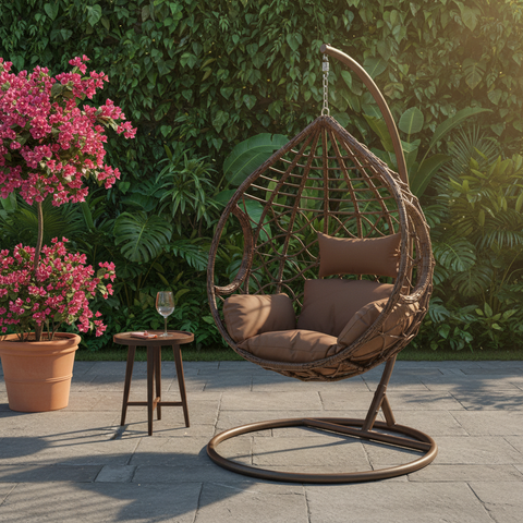 INFINI HOMES IH 2007 Brown Swing Chair on Outdoor Patio – Balcony Hanging Chair UAE
