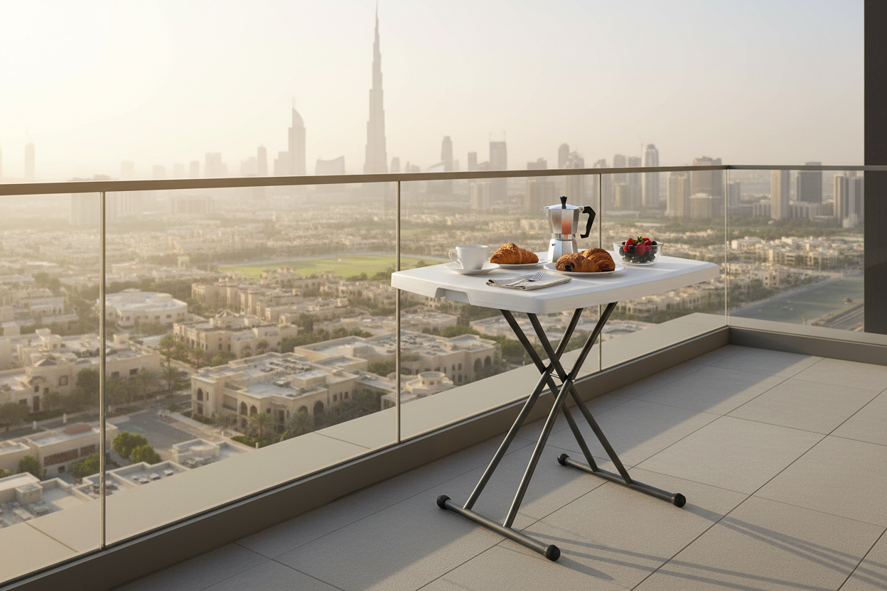 Adjustable Folding Picnic Table UAE | White Steel Legs | Dubai Abu Dhabi Sharjah