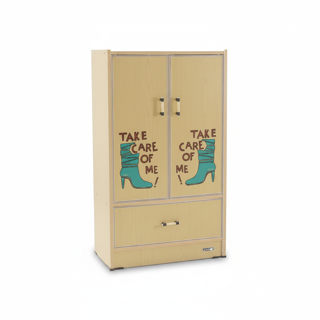 Double-Door Storage Wardrobe with Drawer | Premium Furniture UAE