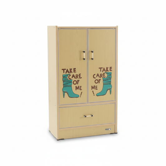 Double-Door Storage Wardrobe with Drawer | Premium Furniture UAE