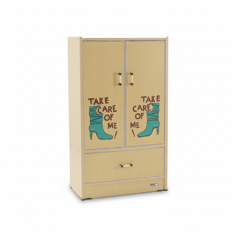 Double-Door Storage Wardrobe with Drawer | Premium Furniture UAE