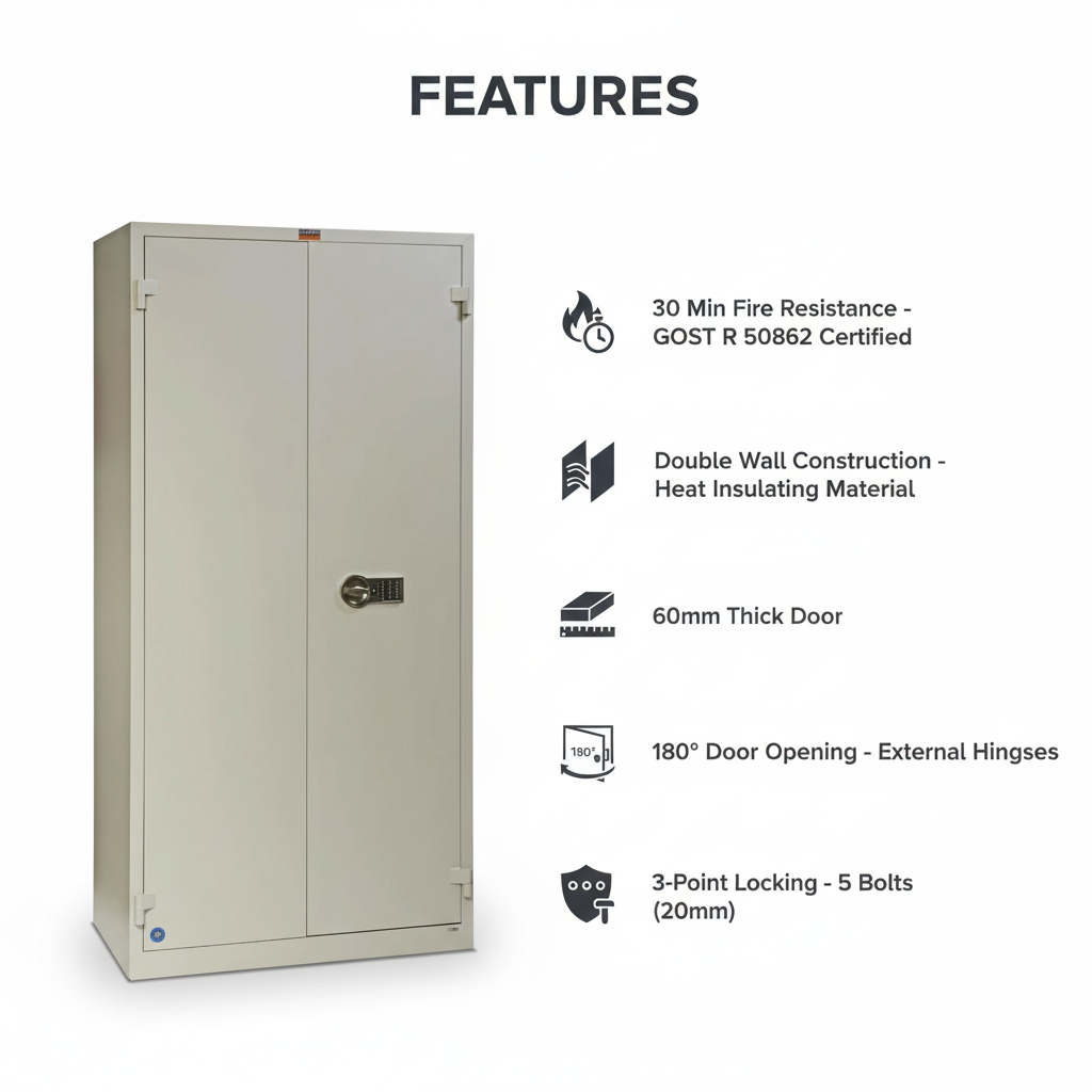 Valberg BM 1993 EL Fire-Resistant Cabinet Safe – Grey, Digital Lock System