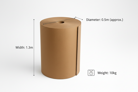Heavy-Duty Corrugated Wrap Roll 1.3m x 10kg Brown - Premium Kraft Paper UAE | Bubble Wrap Alternative Dubai