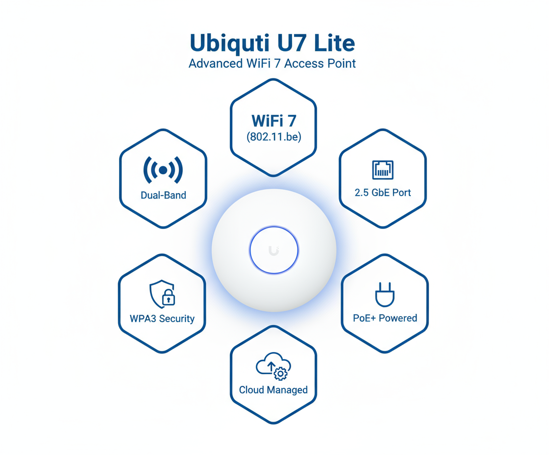 Ubiquiti UniFi U7 Lite WiFi 7 Access Point - Next-Gen Wireless AP