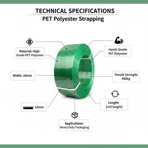 PET Packing Straps 16mm - Heavy Duty Polyester Strapping Tape UAE | 480kg Tensile Strength